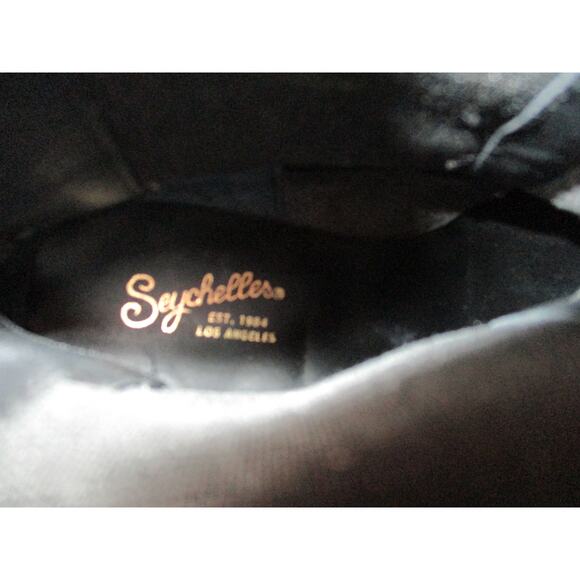 New SEYCHELLES Black Leather Lug Sole Chelsea Ankle Boots Women Sz 8 - Picture 10 of 12